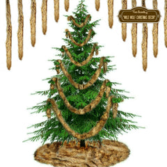 Classic Faux Fur Christmas Tree Skirt - Shaggy Shag Faux  Wolf -  Round  - Light Brown Tones by Fur Accents - USA
