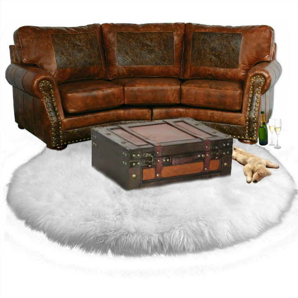 Plush Faux Fur Round Area Rug - White - Ivory Off White - Shag - Sheepskin - Designer Throw Rug - 100% Animal Friendly by Fur Accents - USA