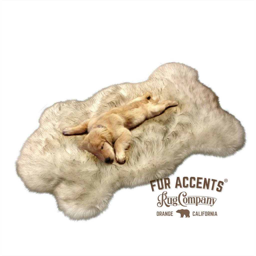 Plush Faux Fur Area Rug - Luxury Fur  Padded Shaggy Dognappers Pet Bed Sheepskin Chubby Bear - Black Tip - Brown Tip - Fur Accents USA