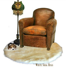 Plush Faux Fur Area Rug - Round Shaggy Shag -  Sheepskin - Round Shape Designer Throw - 6 Colors -Art Rug by Fur Accents - USA