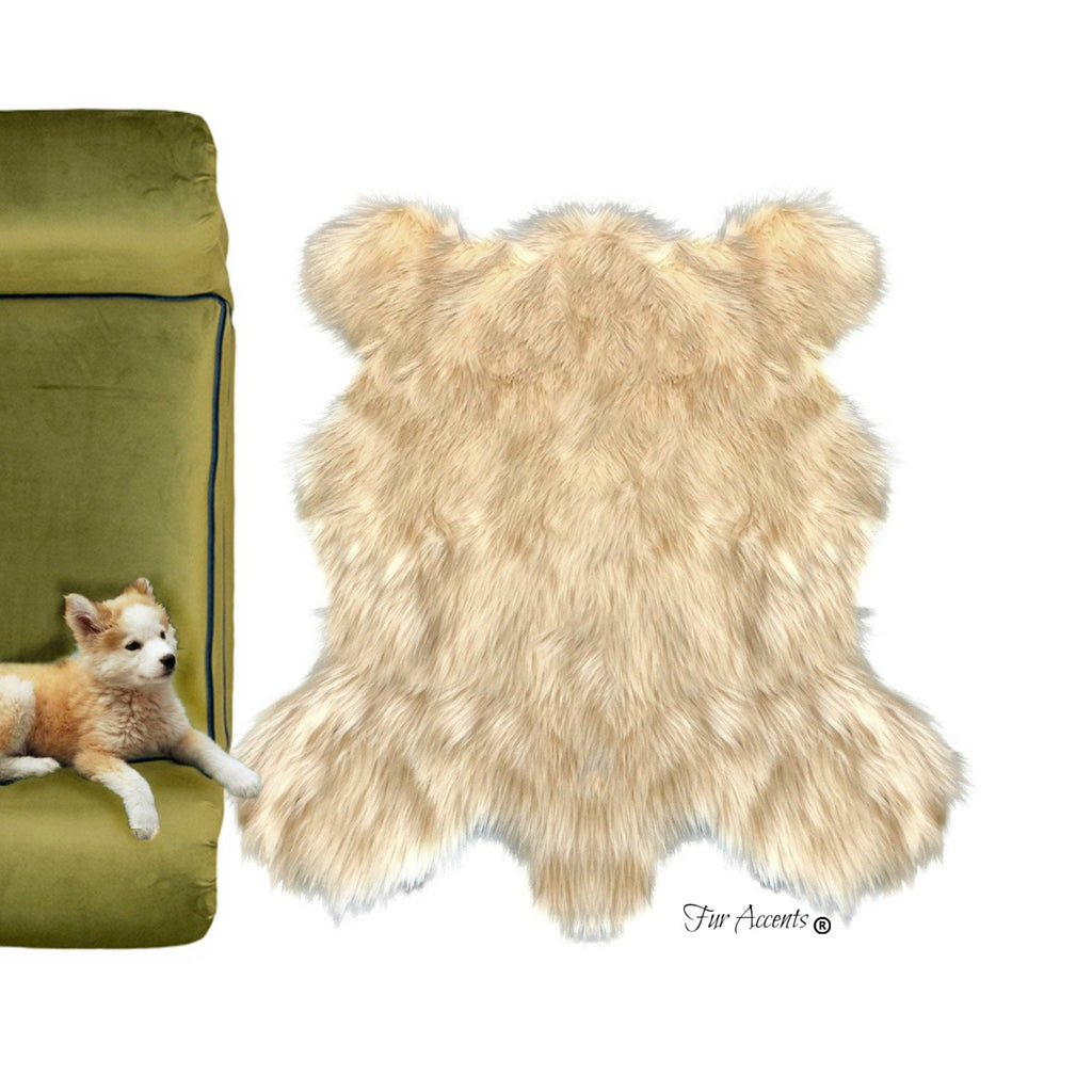 Plush Faux Fur Area Rug - Rocky Mountain Bear Skin - Hide - Pelt Shape - Designer Throw Carpet - 6 Colors -Art Rug by Fur Accents - USA