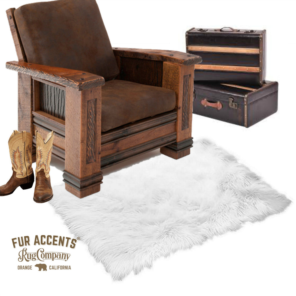 Plush Faux Fur Area Rug - Shaggy Sheepskin - Rectangle Shape - Designer Throw Carpet - 6 Colors -Art Rug by Fur Accents - USA