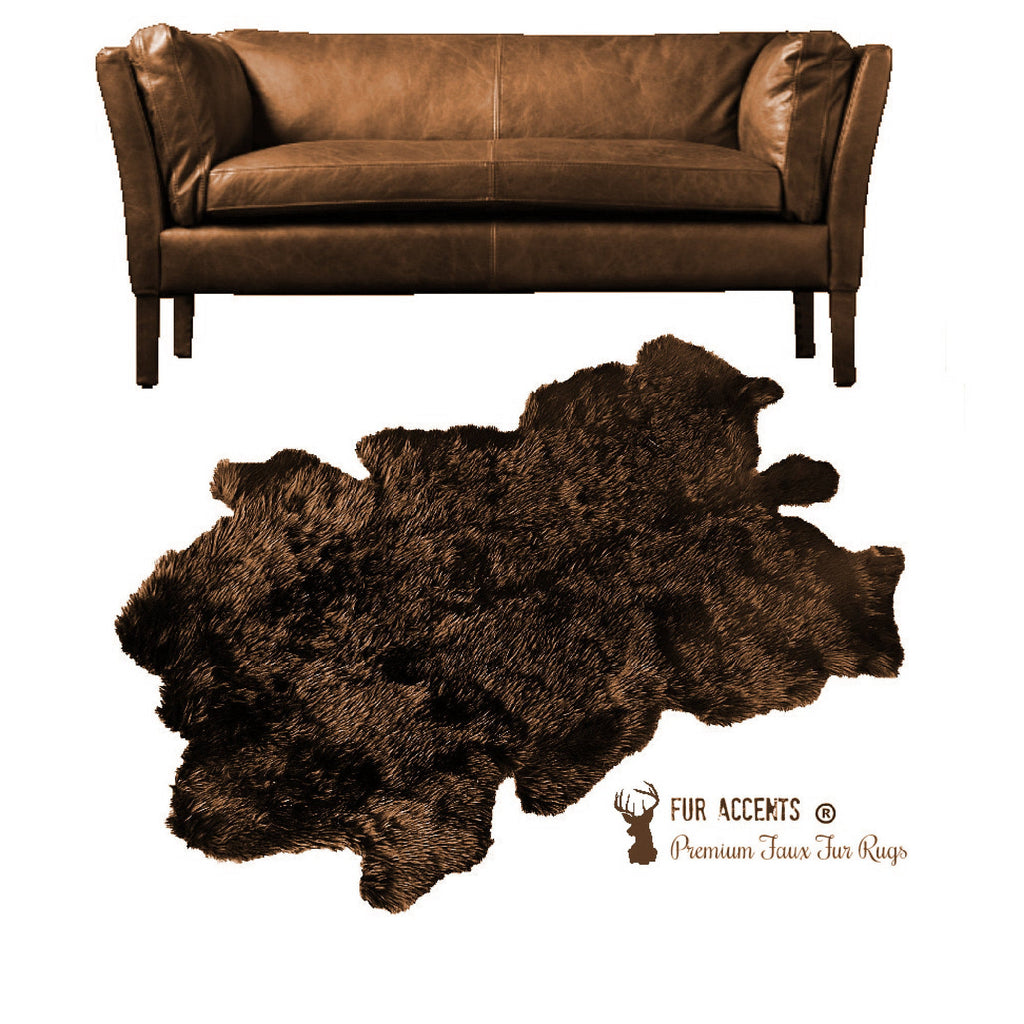 Plush Faux Fur Area Rug - Shaggy Sheepskin - New - Fancy Cow Hide Shape - Designer Throw Carpet - 6 Colors -Art Rug by Fur Accents - USA
