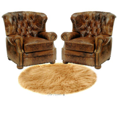 Plush Faux Fur Area Rug - Luxury Fur Round Sheepskin - Designer Throw - Art Rug by Fur Accents - USA