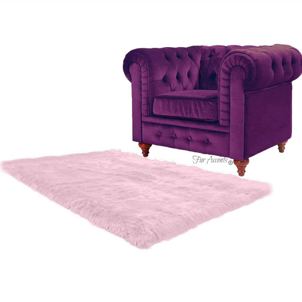 Plush Faux Fur Area Rug - Faux Fur Shag - Luxury Fur Thick White Shaggy Sheepskin- Rectangular Shape - Extraordinary Designer Throw Carpet - Fur Accents USA
