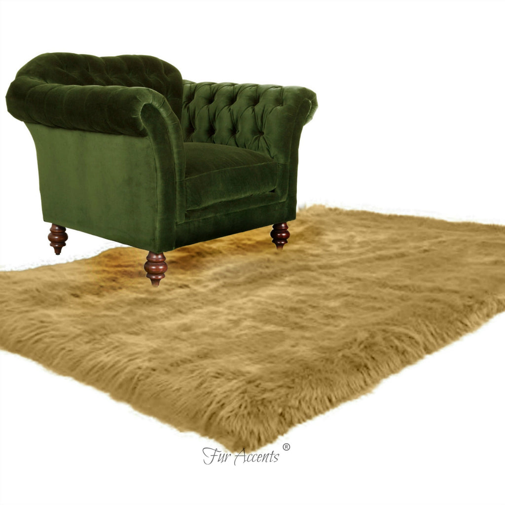 Plush Faux Fur Area Rug - Faux Fur Shag - Luxury Fur Thick White Shaggy Sheepskin- Rectangular Shape - Extraordinary Designer Throw Carpet - Fur Accents USA