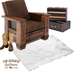 Plush Faux Fur Area Rug - Luxury Fur-Thick White Shaggy Sheepskin- Rectangle Shape - Extraordinary Designer Throw Carpet - Fur Accents USA