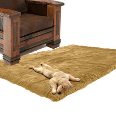 Plush Faux Fur Area Rug - Luxury Fur-Thick White Shaggy Sheepskin- Rectangle Shape - Extraordinary Designer Throw Carpet - Fur Accents USA