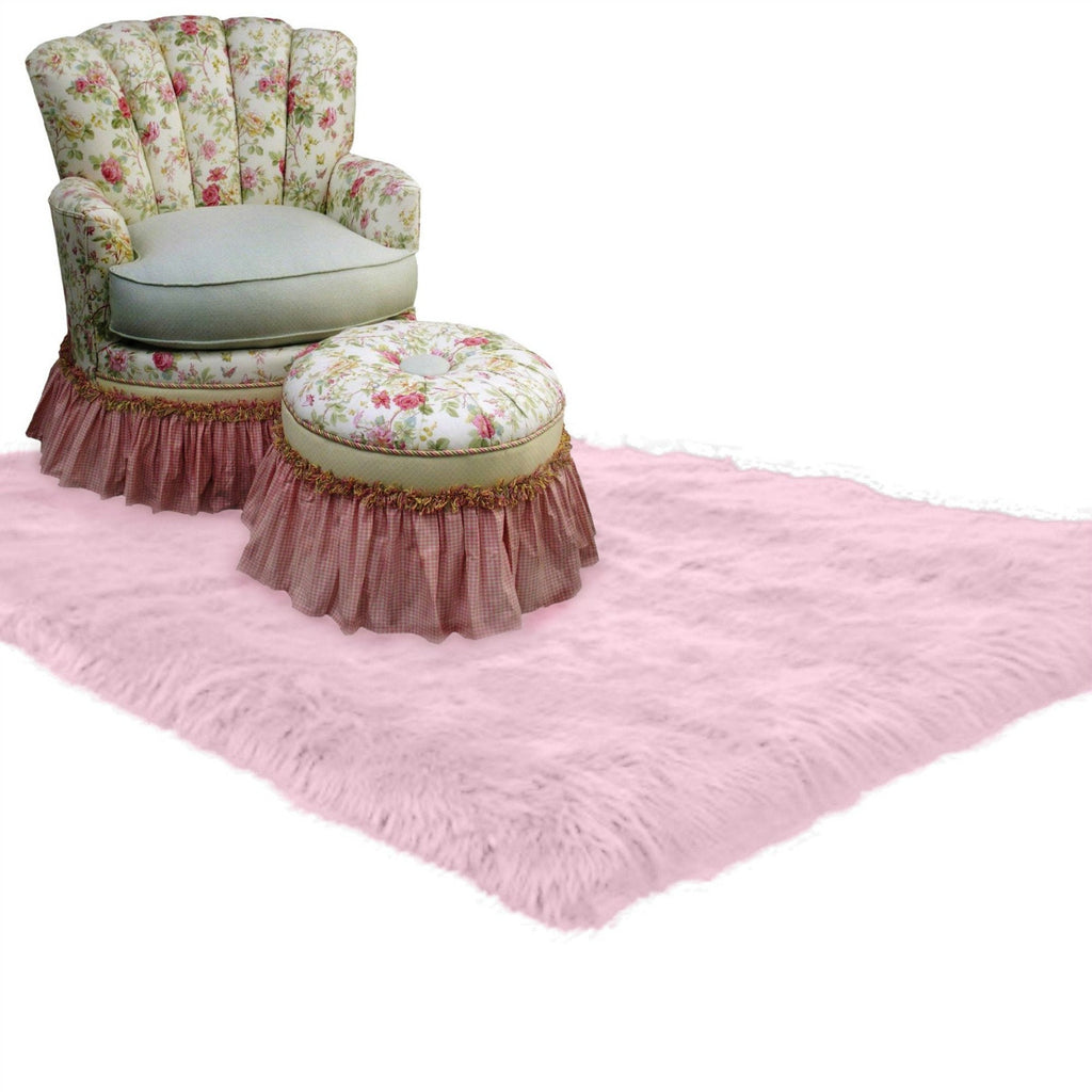 Plush Faux Fur Area Rug - Luxury Fur-Thick White Shaggy Sheepskin- Rectangle Shape - Extraordinary Designer Throw Carpet - Fur Accents USA