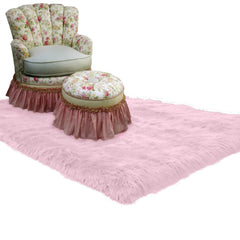 Plush Faux Fur Area Rug - Luxury Fur-Thick White Shaggy Sheepskin- Rectangle Shape - Extraordinary Designer Throw Carpet - Fur Accents USA