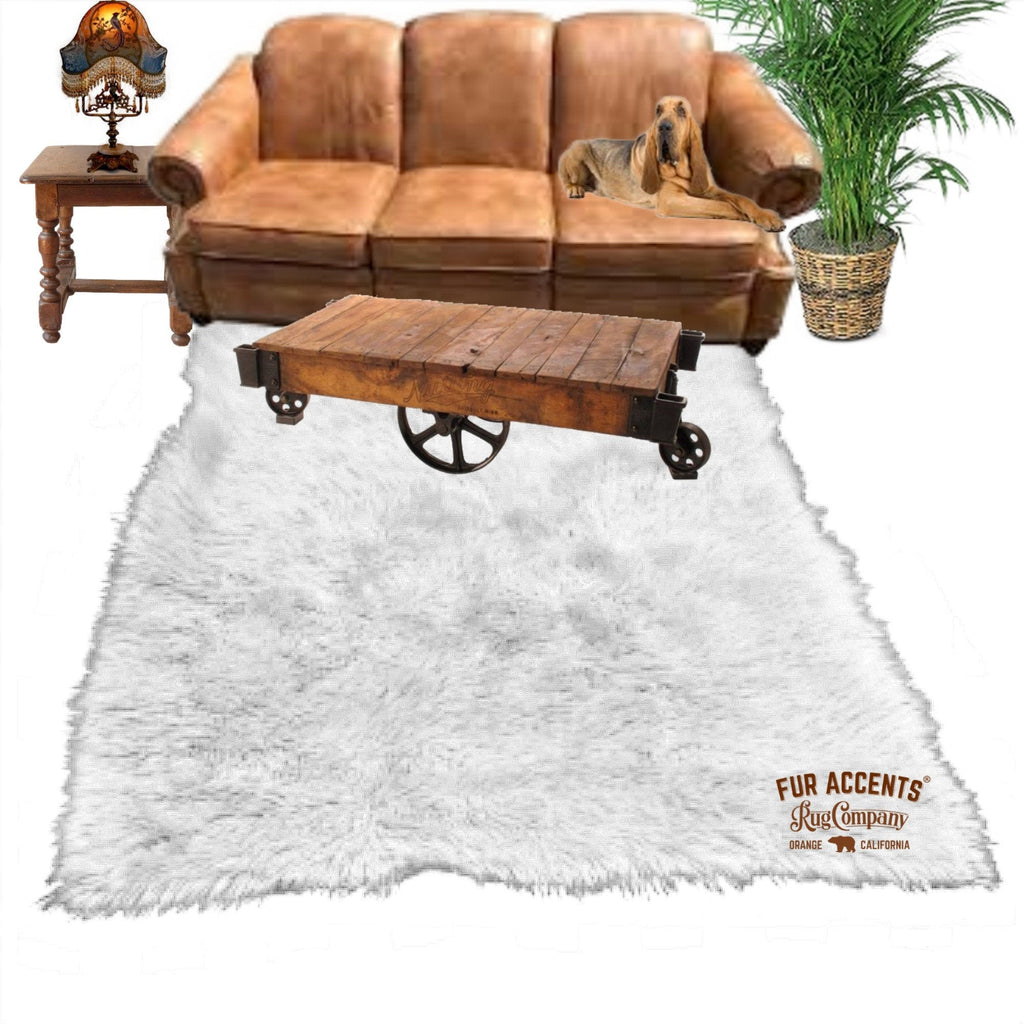 Plush Faux Fur Area Rug - Luxury Fur Thick Shag Sheepskin -  Bonded Ultra Suede Non Slip Lining - Rectangle - Fur Accents USA