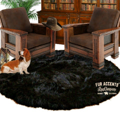 Plush Faux Fur Area Rug - Round Shaggy Shag - Sheepskin - Round Shape Designer Throw - 6 Colors -Art Rug by Fur Accents - USA