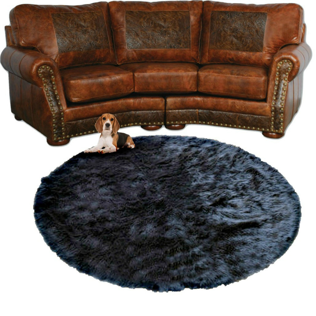 Plush Faux Fur Area Rug - Round Shaggy Shag - Sheepskin - Round Shape Designer Throw - 6 Colors -Art Rug by Fur Accents - USA