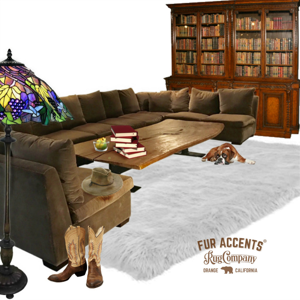 Plush Faux Fur Area Rug - Luxury Fur Thick Shaggy Icelandic  Sheepskin - Faux Fur - White - Off White or Brown - Rectangle - Fur Accents USA