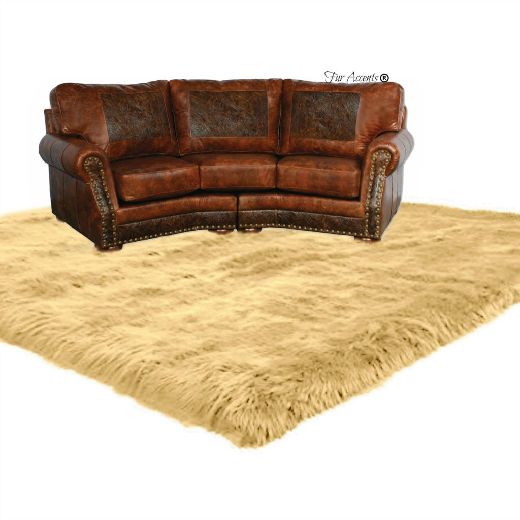 Plush Faux Fur Area Rug - Luxury Fur Thick Icelandic Sheepskin Shaggy - Faux Fur - Rectangle Pelt Shape Designer Throw Rug - Fur Accents USA