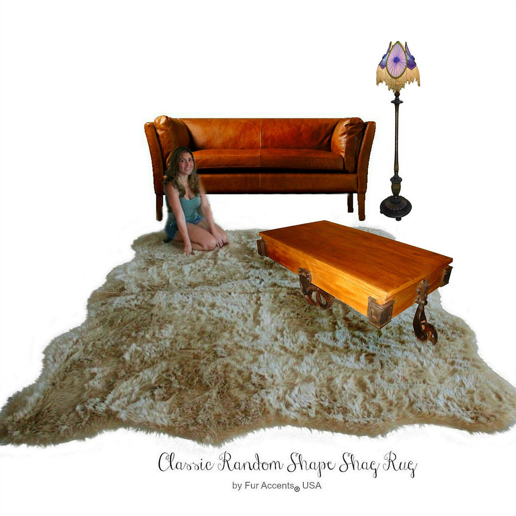 Beautiful, Natural Looking, Sculpted Edge, Faux Fur Area Rug, Soft Luxury Fur, The Perfect Island, Focal Point For Your Room, Man Made Faux Sheepskin - Designer Quality Rug - Hand Made to Order in America by Fur Accents USA