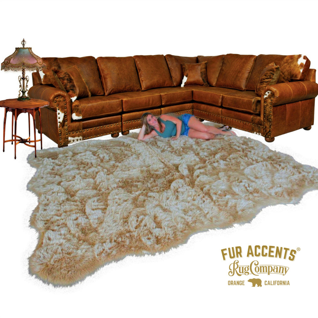 Beautiful, Natural Looking, Sculpted Edge, Faux Fur Area Rug, Soft Luxury Fur, The Perfect Island, Focal Point For Your Room, Man Made Faux Sheepskin - Designer Quality Rug - Hand Made to Order in America by Fur Accents USA