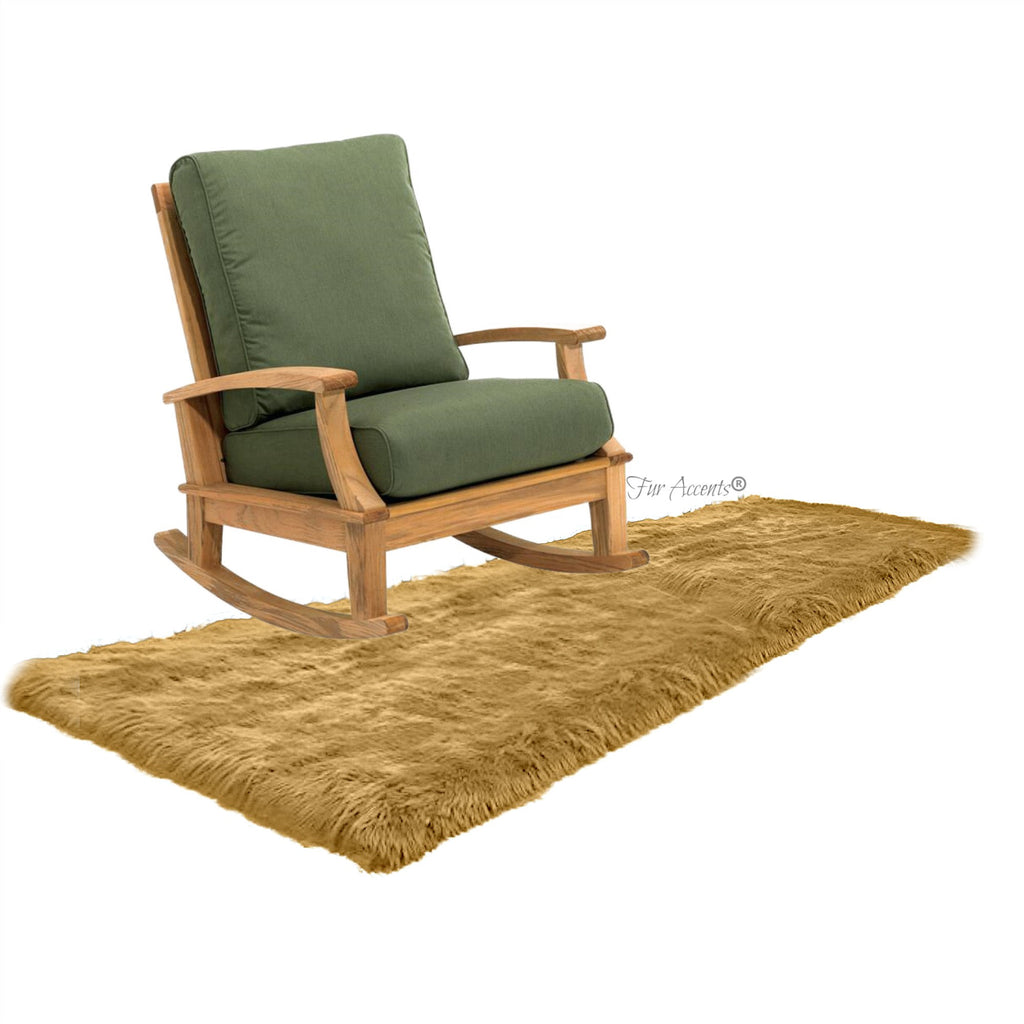 Plush Faux Fur Area Rug Runner - Luxury Fur Thick Shaggy Sheepskin - White - 6 Colors - Rectangle - Designer Throw Rug by Fur Accents - USA