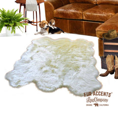 Plush Faux Fur Area Rug - Shaggy Sheepskin - Sexto Six Pelt  Design Shape - Pick your color- Designer Art Rug by Fur Accents USA