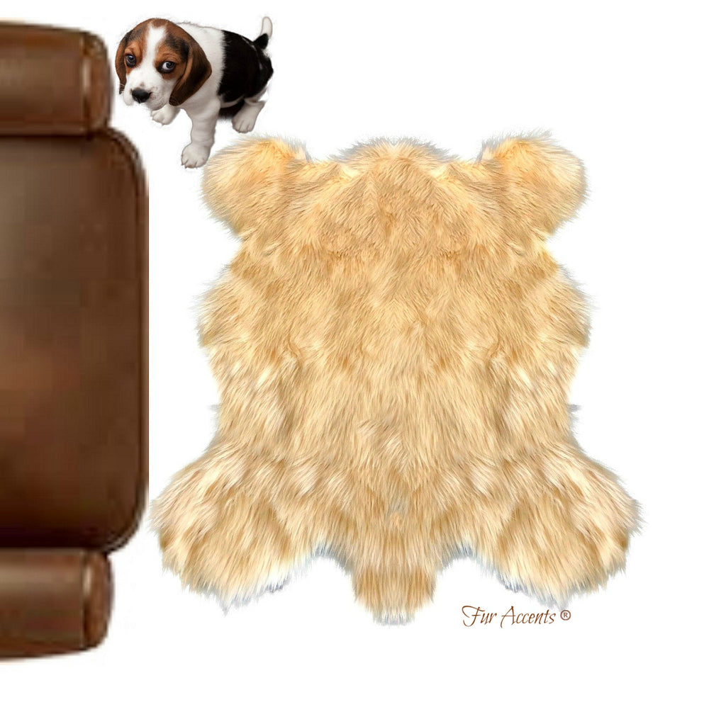 Plush Faux Fur Area Rug - Rocky Mountain Bear Skin - Hide - Pelt Shape - Designer Throw Carpet - 6 Colors -Art Rug by Fur Accents - USA