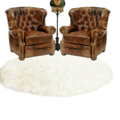 Plush Round Faux Fur Area Rug - Soft White Shag - Bonded Suede Back - Man Made Sheepskin - Designer Throw Rug - 100% Animal Friendly Fur - Hand Made in America by Fur Accents - USA