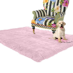 Plush Faux Fur Area Rug - Luxury Fur Thick Shaggy Sheepskin - Faux Fur - Rectangle Shape Designer Throw Rug - Fur Accents - USA