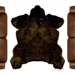 Plush Faux Fur Area Rug - Luxury Fur Brown Sierra Bear Skin - Shag - Animal Pelt Shape Designer Throw Rug - Fur Accents - USA