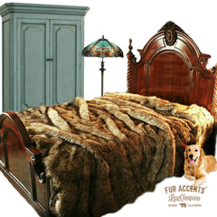 Plush Desert Fox Faux Fur Throw Blanket, Rich Brown Tones, Minky Cuddle Reverse, Bedspread, Luxury Fur, Fur Accents, USA