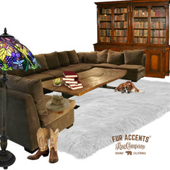 Sumptuous Faux Fur Area Rug, Soft, Plush, Shag Throw Carpet, Man Made Flokati Sheepskin, Rectangle - Designer, Exclusive, Hand Made in America by Fur Accents USA