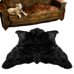 Bear Skin Area Rug -  Plush Faux Fur - Thick Fur -  Bonded Non Slip Back - Animal Pelt Shape Designer Throw - Americana Collection Fur Accents USA