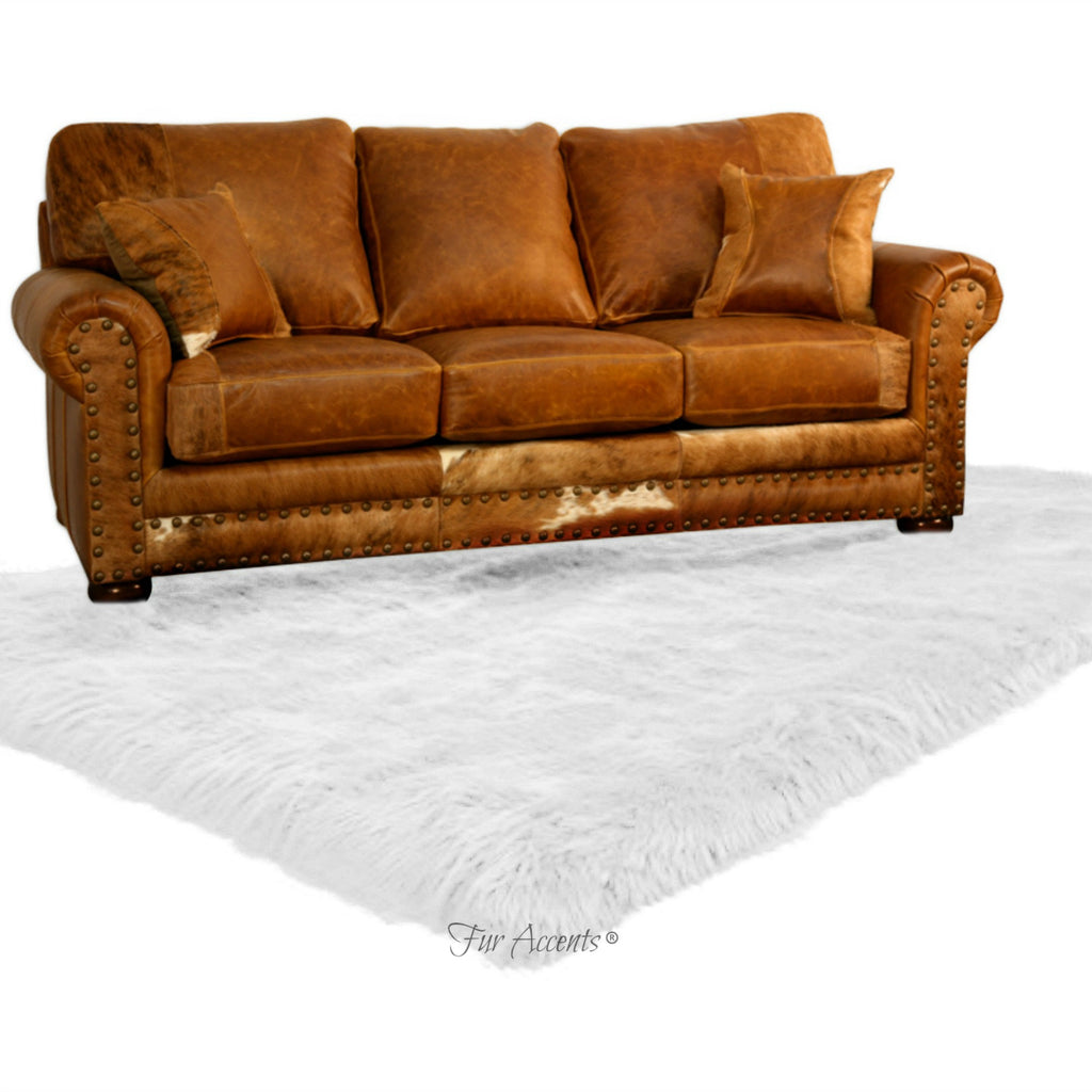 Plush Faux Fur Area Rug - Luxury Fur Thick Shaggy Icelandic  Sheepskin - Faux Fur - White - Off White or Brown - Rectangle - Fur Accents USA