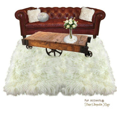 Plush Faux Fur Area Rug - Luxury Fur Thick Shaggy Icelandic  Sheepskin - Faux Fur - White - Off White or Brown - Rectangle - Fur Accents USA