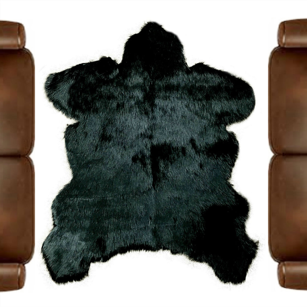 Faux Bear Skin Rug - Faux Fur Area Rug - White,Off White,Brown,Black,Tan,Gray - Sierra Bear Pelt Shape Designer Throw Rug Fur Accents - USA