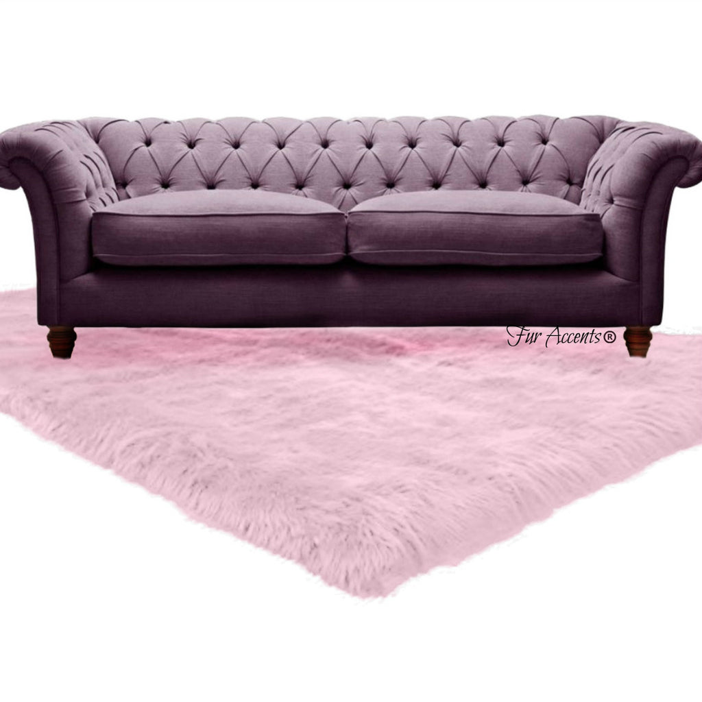 Plush Faux Fur Area Rug - Luxury Fur-Thick White Shaggy Sheepskin- Rectangle Shape - Extraordinary Designer Throw Carpet - Fur Accents USA