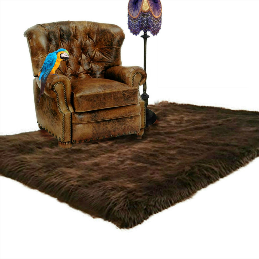 Plush Faux Fur Area Rug - Luxury Fur Thick Icelandic Sheepskin Shaggy - Faux Fur - Rectangle Pelt Shape Designer Throw Rug - Fur Accents USA