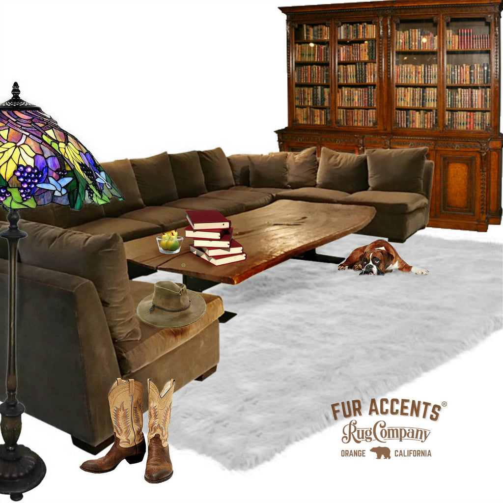 Plush Faux Fur Area Rug - Luxury Fur Thick Shaggy Sheepskin - Faux Fur - White - 6 Colors - Designer Throw Rug - Fur Accents USA