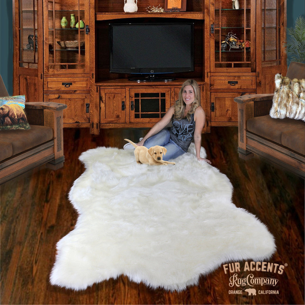 Man Made Polar Bear Skin Rug. Soft. Plush. Realistic. Premium Quality Faux Fur. Area Rug. Lodge. Cabin Décor. Throw Rug. Old Fashion. Rustic. Cottage Décor. Hand Made in America by Fur Accents