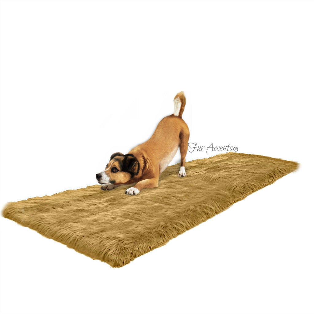 Plush Faux Fur Area Rug Runner - Luxury Fur Thick Shaggy Sheepskin - White - 6 Colors - Rectangle - Designer Throw Rug by Fur Accents - USA