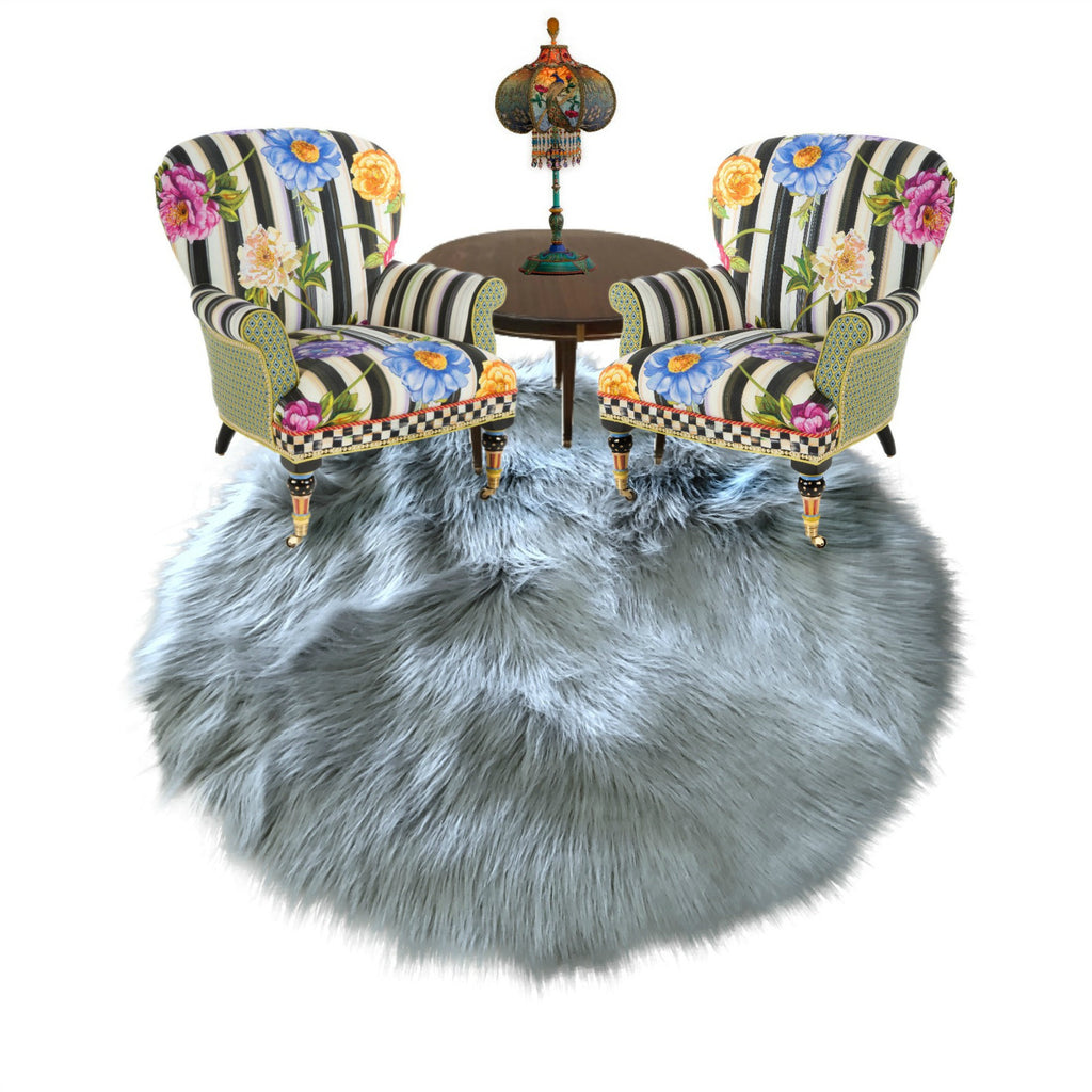 Hand Crafted Man Made Sheepskin Rug, Classic, Round Sheepskin Area Rug, Shag, Faux Fur, Choose Your Color, Living Room, Dining Room, Bedroom, Nursery, Hand Made in America by Fur Accents USA