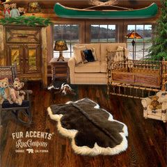 Plush Faux Fur Area Rug - Luxury Fur Thick Double Deer Skin - Faux Fur - Animal Pelt Shape Designer Throw Art Rug by- Fur Accents - USA