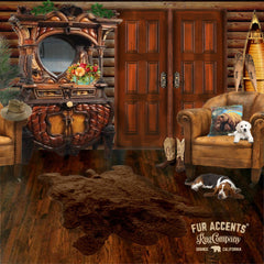 Plush Faux Fur Area Rug - Shaggy Buffalo Skin Hide - Large - Realistic Pelt Shape - Designer Throw - Brown -Art Rug by Fur Accents - USA