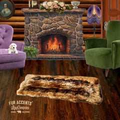 Plush Faux Fur Area Rug - Luxury Fur Thick Double Wolf Skin - Faux Fur - Animal Pelt Rectangle Designer Throw Art Rug by- Fur Accents - USA
