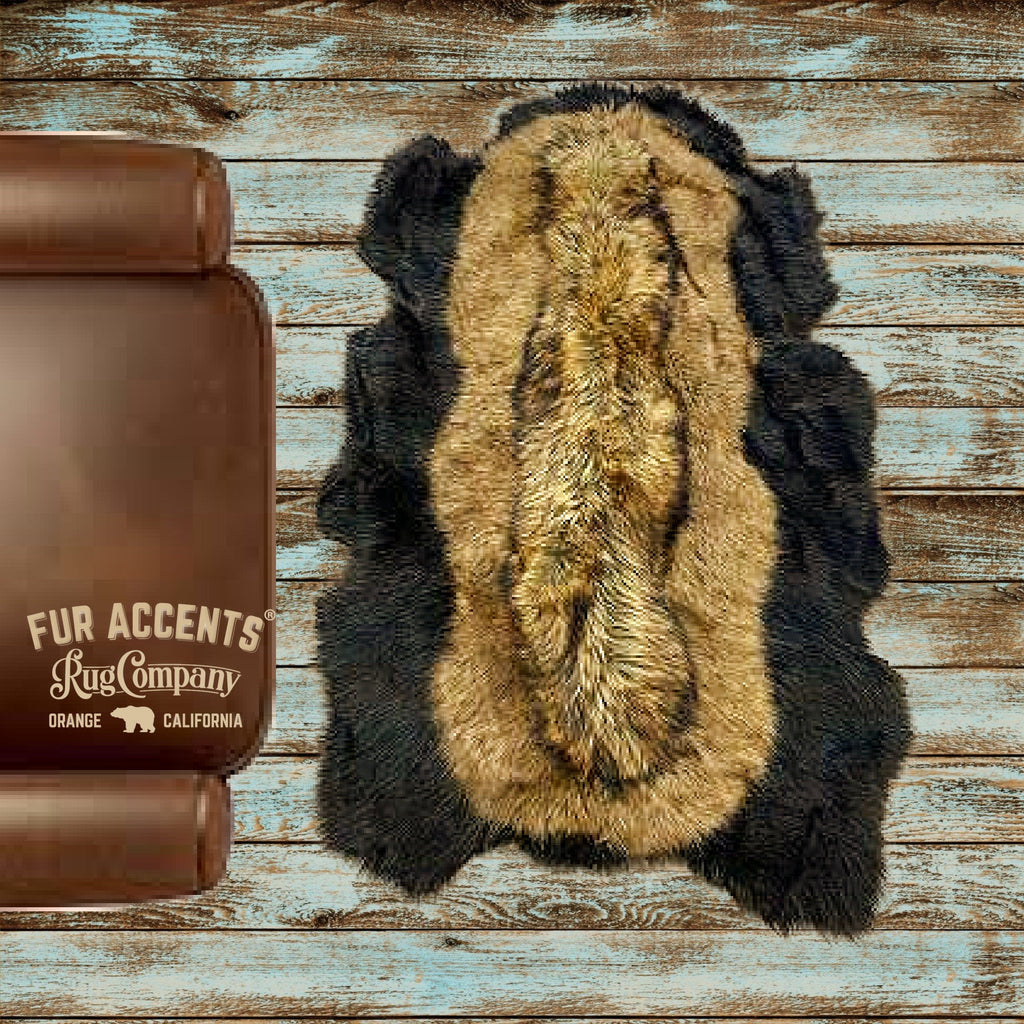 Custom Pieced Fur Black Bear Skin Rug. Realistic. Faux Fur. Hand Crafted Area Rug. Lodge, Log Cabin. Art Rug. Hand Made in America by Fur Accents USA