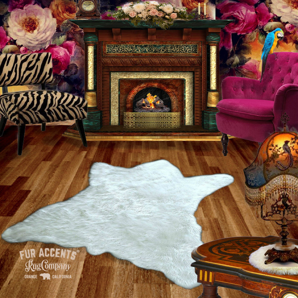 Plush Faux Fur Area Rug -  New Bear Design - Pelt Shape - Shaggy Shag Sheepskin Throw 6 Colors Designer Art Rug by Fur Accents USA