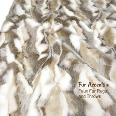 Plush  Faux Fur Throw Blanket, Soft Tan Ivory Tibetan Fox Bedspread - Luxury Fur - Minky Cuddle Fur Lining Fur Accents USA