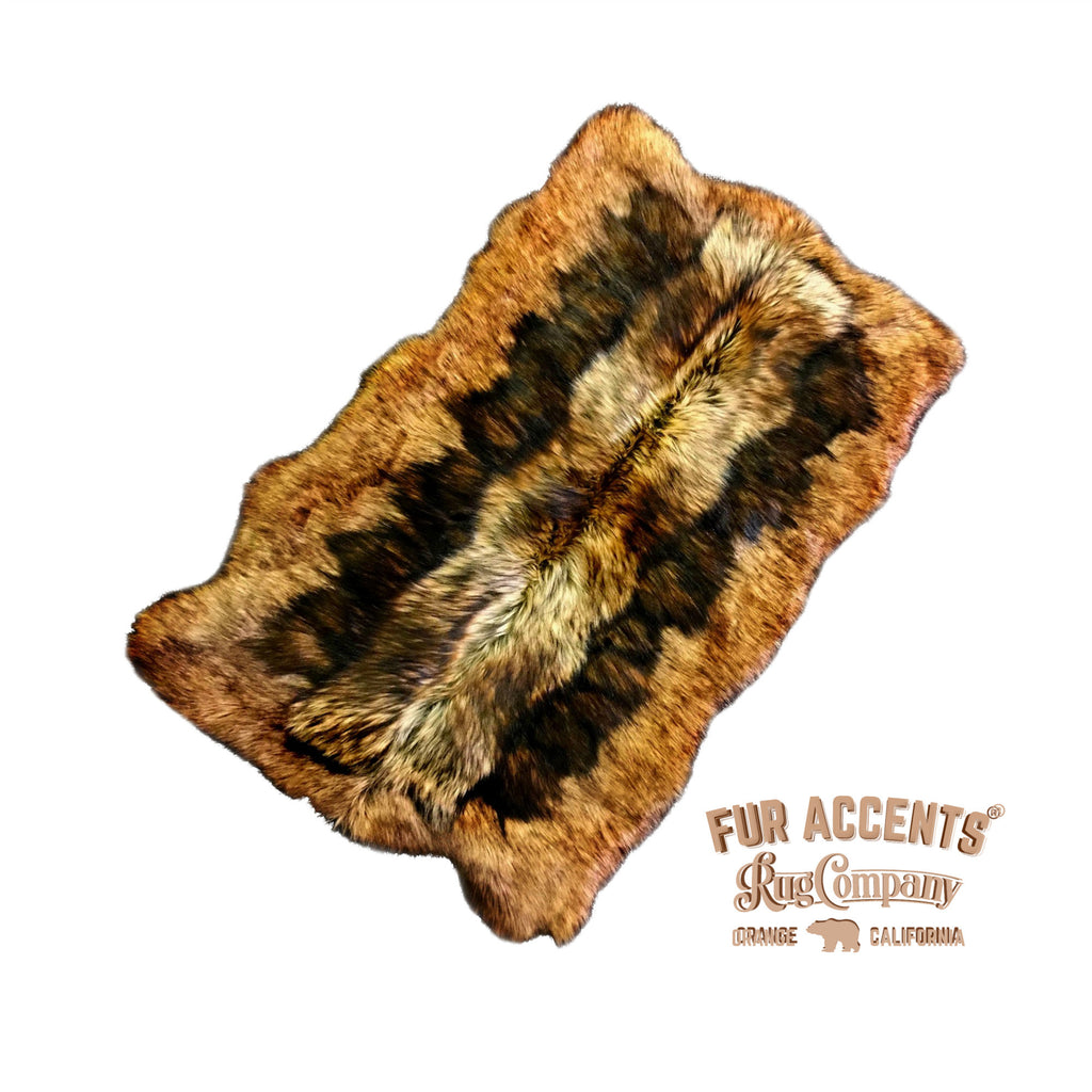 Plush Faux Fur Area Rug - Luxury Fur Thick Double Wolf Skin - Faux Fur - Animal Pelt Rectangle Designer Throw Art Rug by- Fur Accents - USA