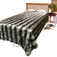 Faux Fur Bedspread, Black Patch Rabbit, Designer Bedspread, Throw Blanket, Bedding Fur Accents USA, Pillows, Shams Are Sold Separately