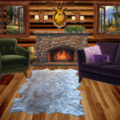Plush Faux Fur Area Rug - Tattered Edge - Sheepskin - Pelt Shape Designer Throw - 6 Colors -Art Rug by Fur Accents - USA