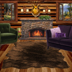 Plush Faux Fur Area Rug - Tattered Edge - Sheepskin - Pelt Shape Designer Throw - 6 Colors -Art Rug by Fur Accents - USA