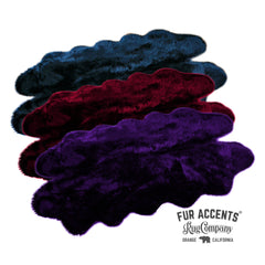 Plush Faux Fur Area Rug - Shaggy Quatro Sheepskin Design Shape - Blood Red or Purple with Black Tips - Designer Art Rug by Fur Accents USA